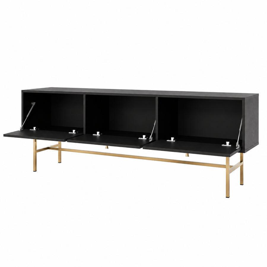 Meuble TV VERONA 3 portes 180 cm – Noir graphite – studio nuveria