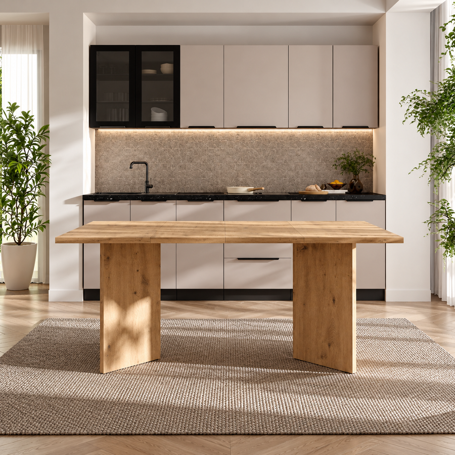 Table extensible TREVI 100 à 188 cm – Chêne artisan – studio nuveria