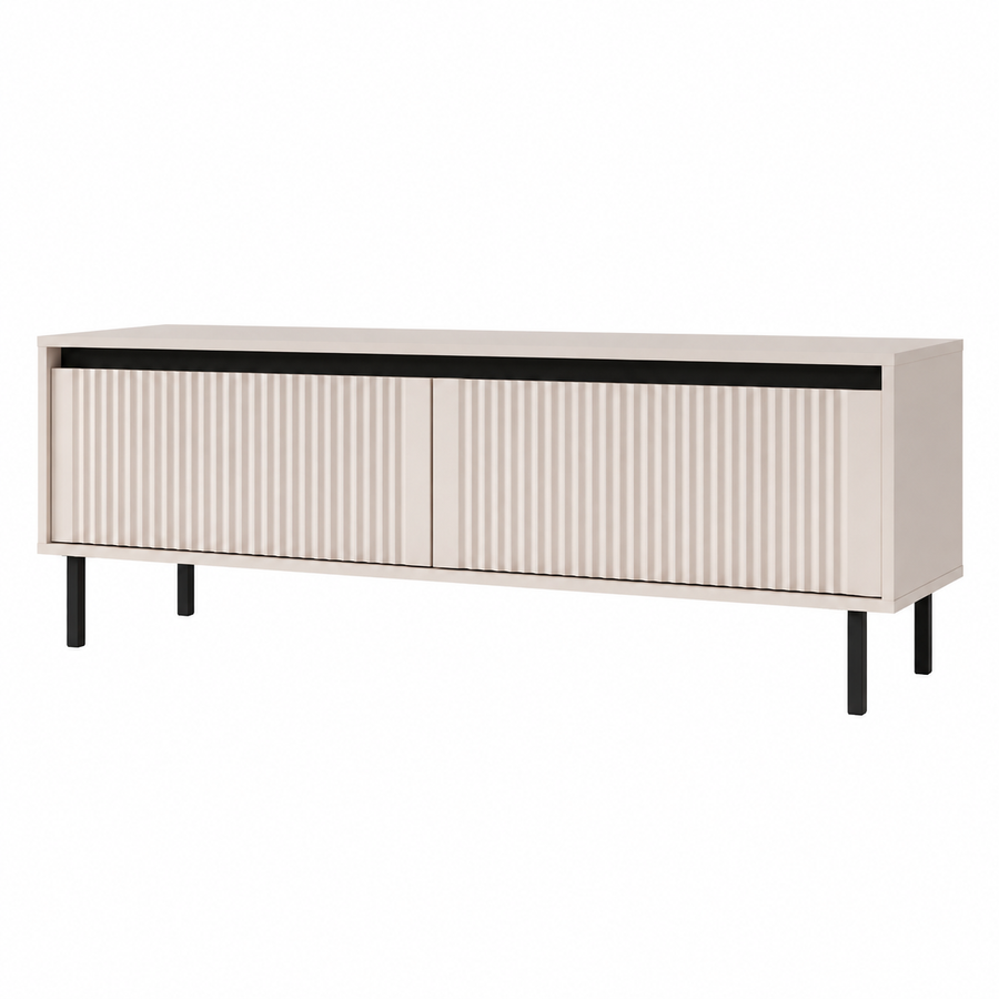Meuble TV SIENA 2 tiroirs 140 cm – Beige sable – studio nuveria