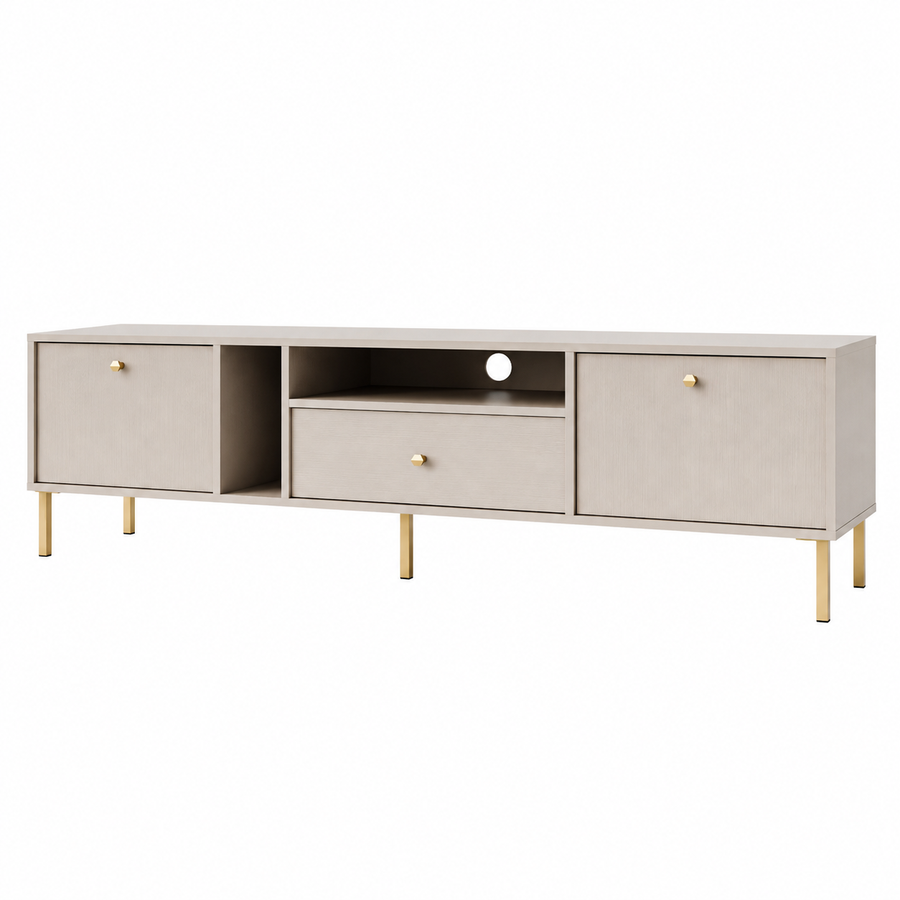 Meuble TV MODENA 2 portes 1 tiroir 180 cm – Beige sable – studio nuveria