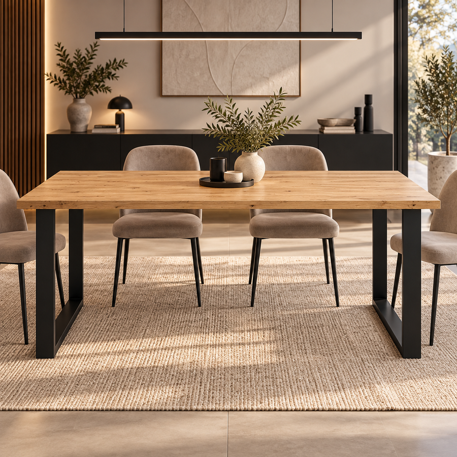 Table à manger MONZA 185 × 90 cm – Chêne artisan – studio nuveria