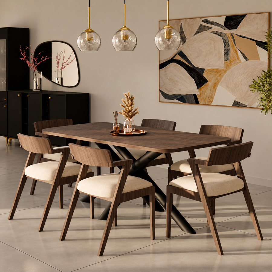 Table à manger AMALFI 185 × 90 cm – Noyer – studio nuveria