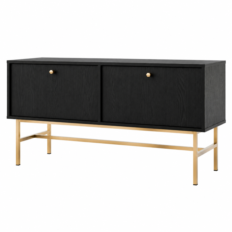 Meuble TV VERONA 2 portes 120 cm – Noir graphite – studio nuveria