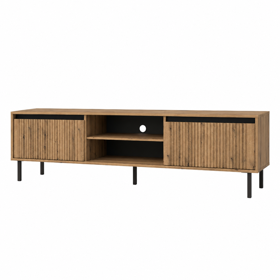 Meuble TV SIENA 2 tiroirs et niche 179 cm – Chêne naturel – studio nuveria