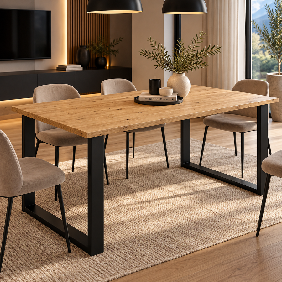 Table à manger MONZA 185 × 90 cm – Chêne artisan – studio nuveria