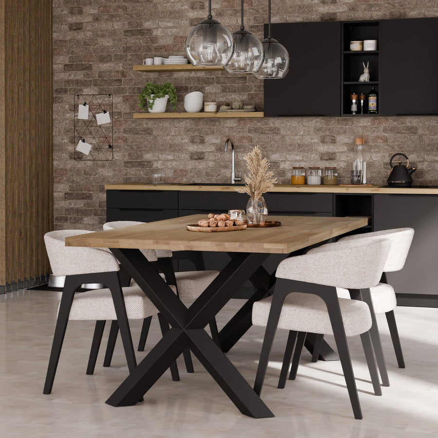 Table en chêne massif CORTINA bords droits 180 × 100 cm – studio nuveria