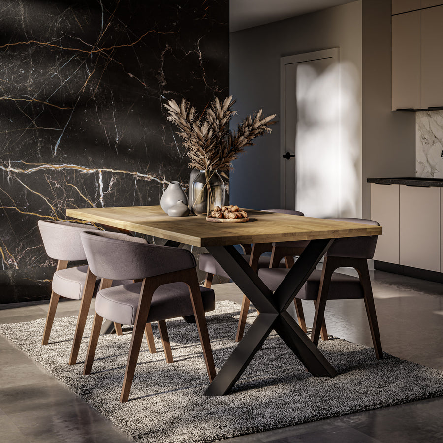 Table en chêne massif CORTINA bords droits 180 × 100 cm – studio nuveria