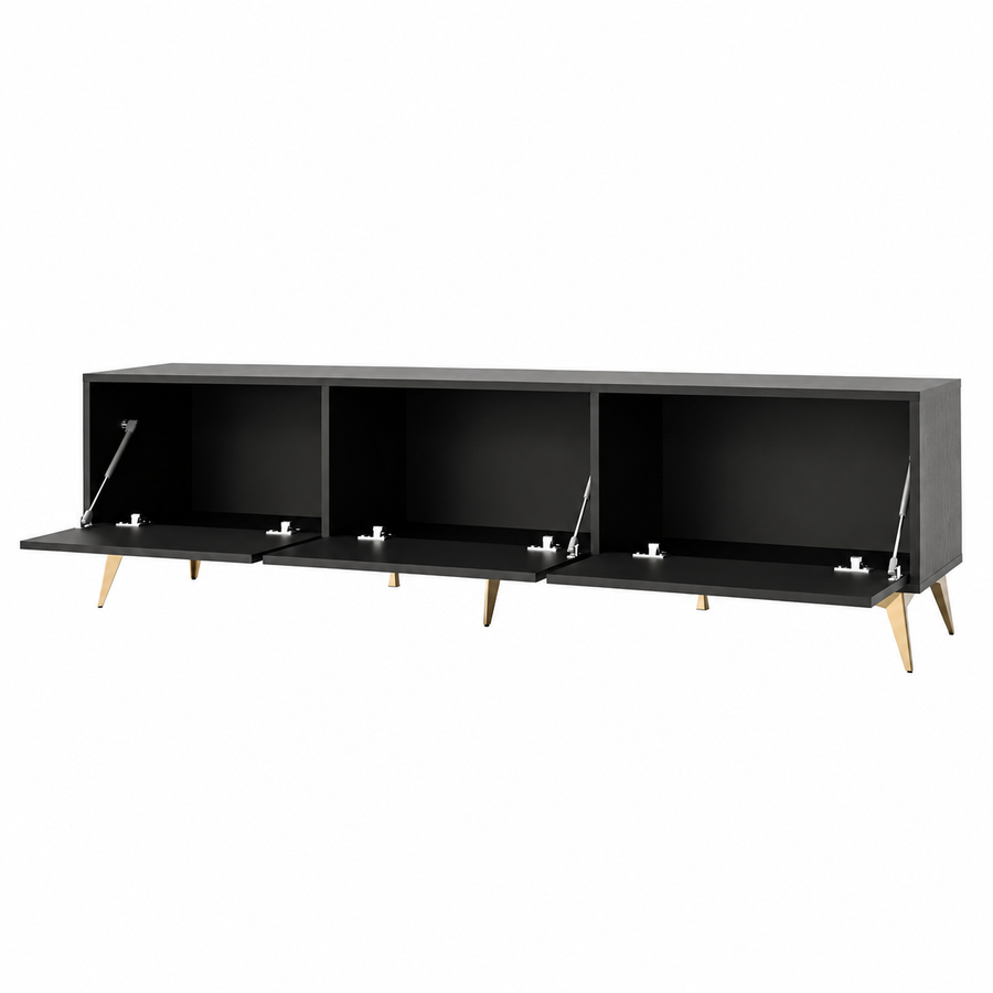 Meuble TV LUCCA 3 portes 180 cm – Noir graphite – studio nuveria