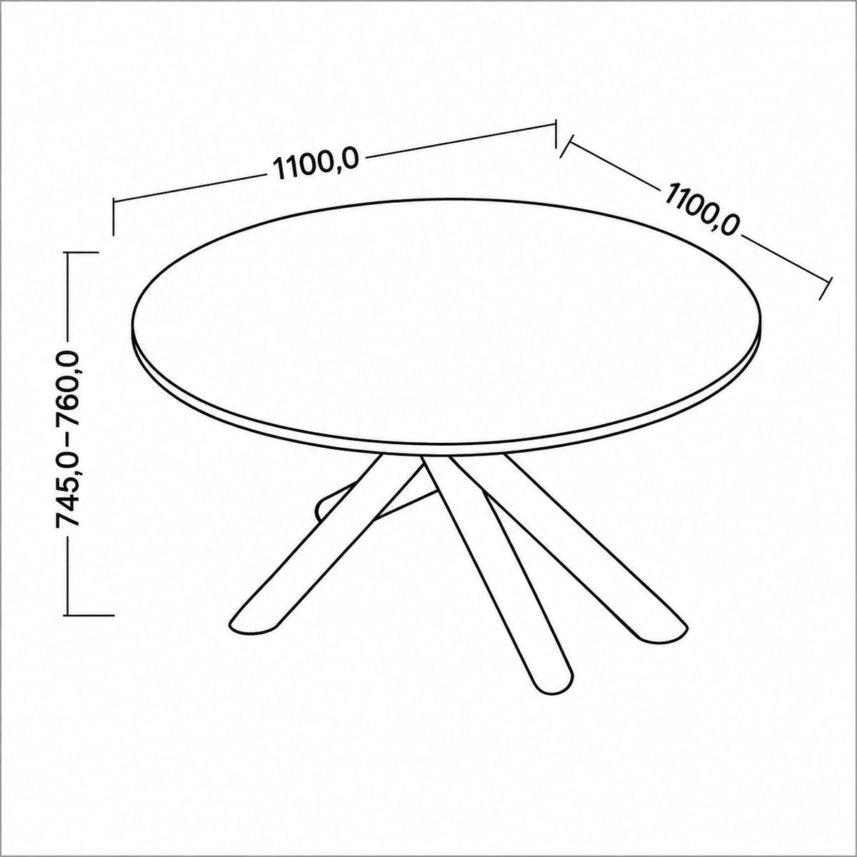 Dimensions Table ronde AMALFI 110 cm