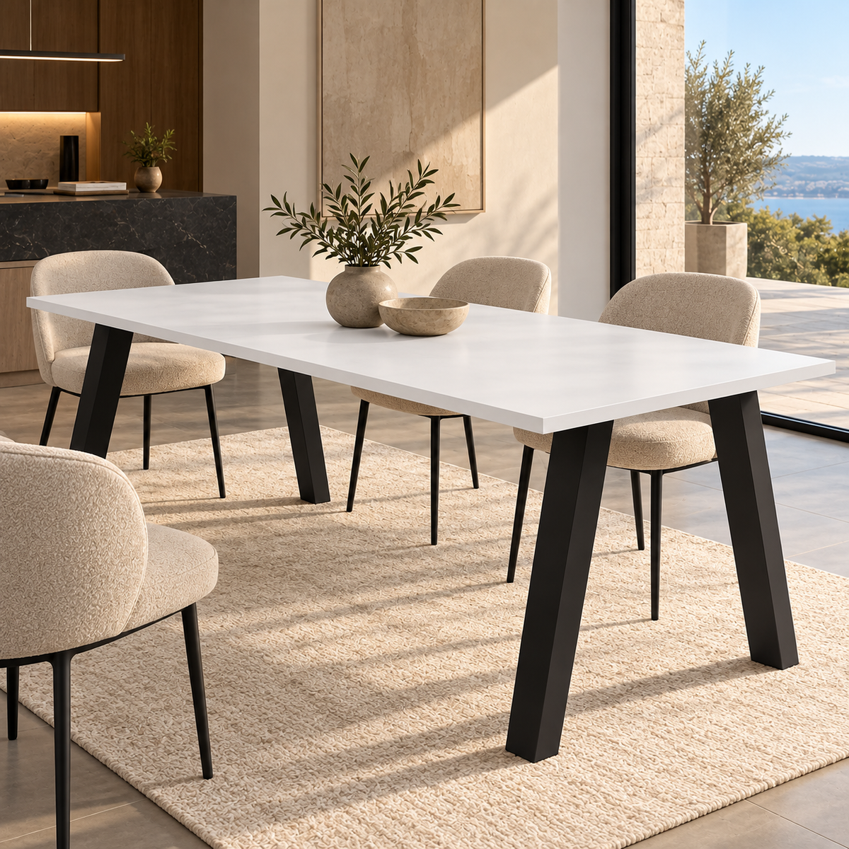 Table à manger TORINO 185 × 67 cm – Blanc – studio nuveria
