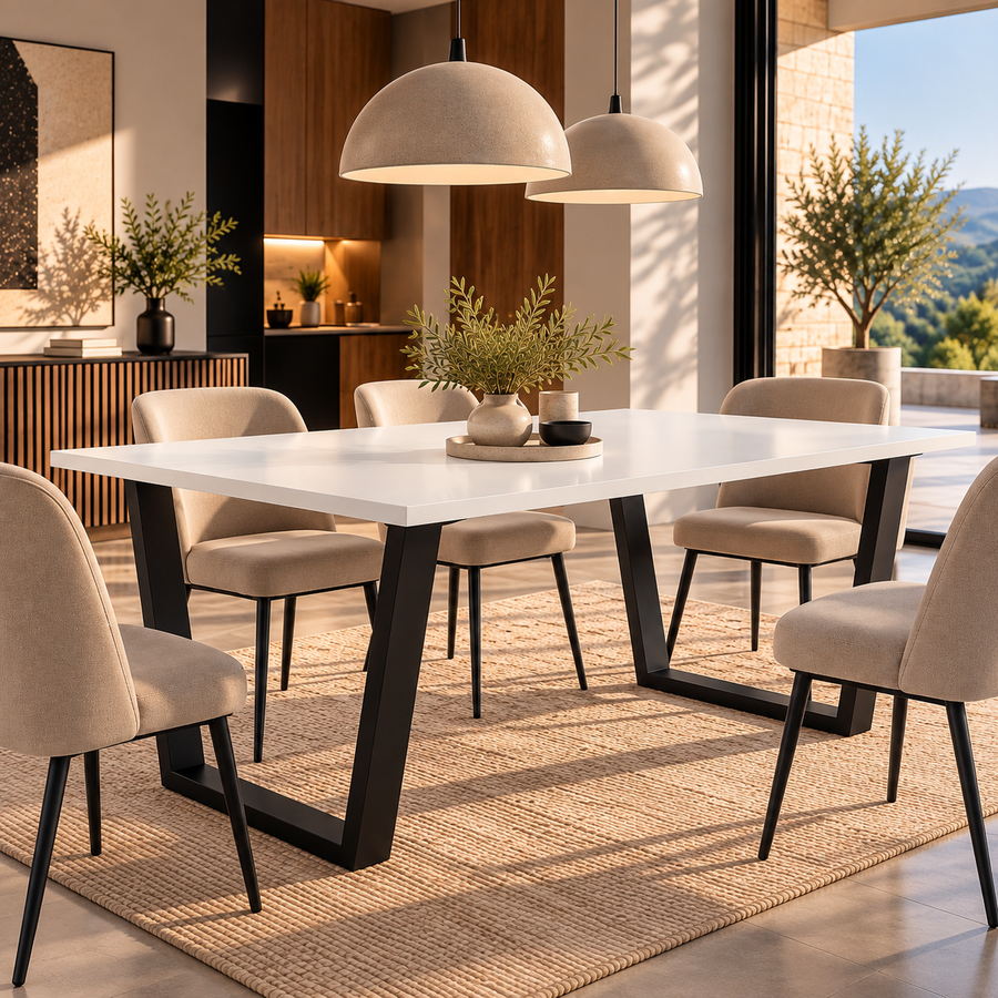 Table à manger PARMA 138 × 90 cm – Blanc – studio nuveria