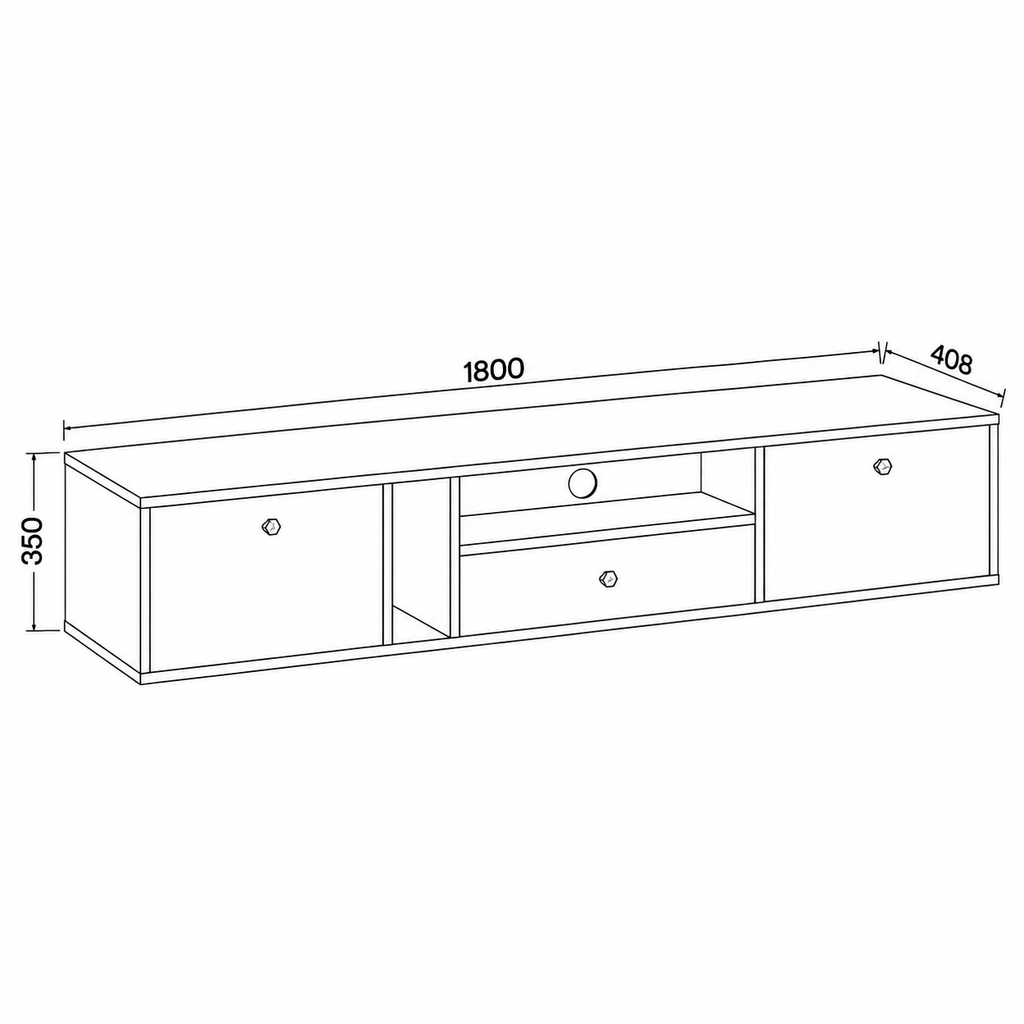 Dimensions Meuble TV suspendu SORA 2 portes 1 tiroir 180 cm