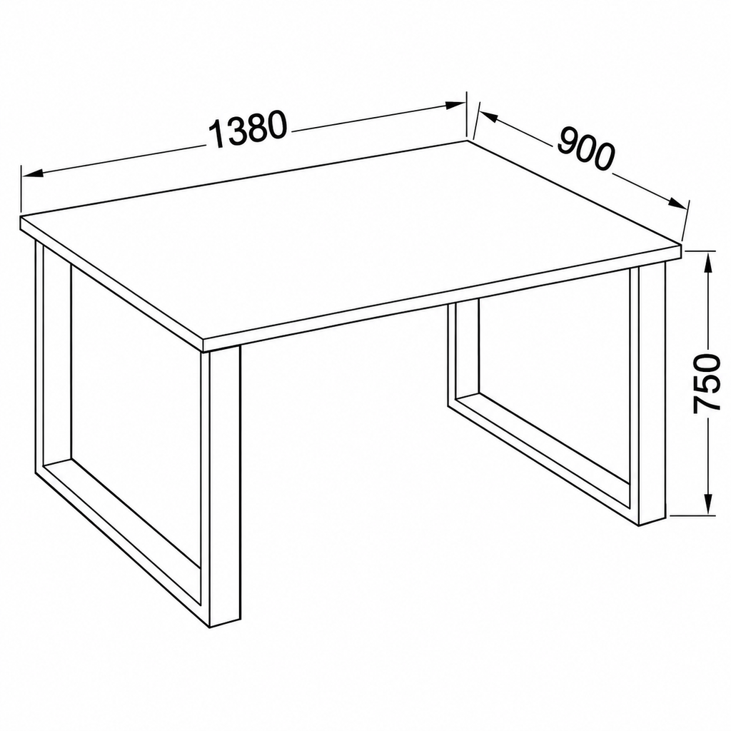 Dimensions Table à manger MONZA 138 × 90 cm