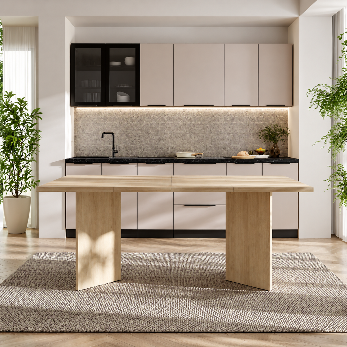 Table extensible TREVI 100 à 188 cm – Chêne clair – studio nuveria