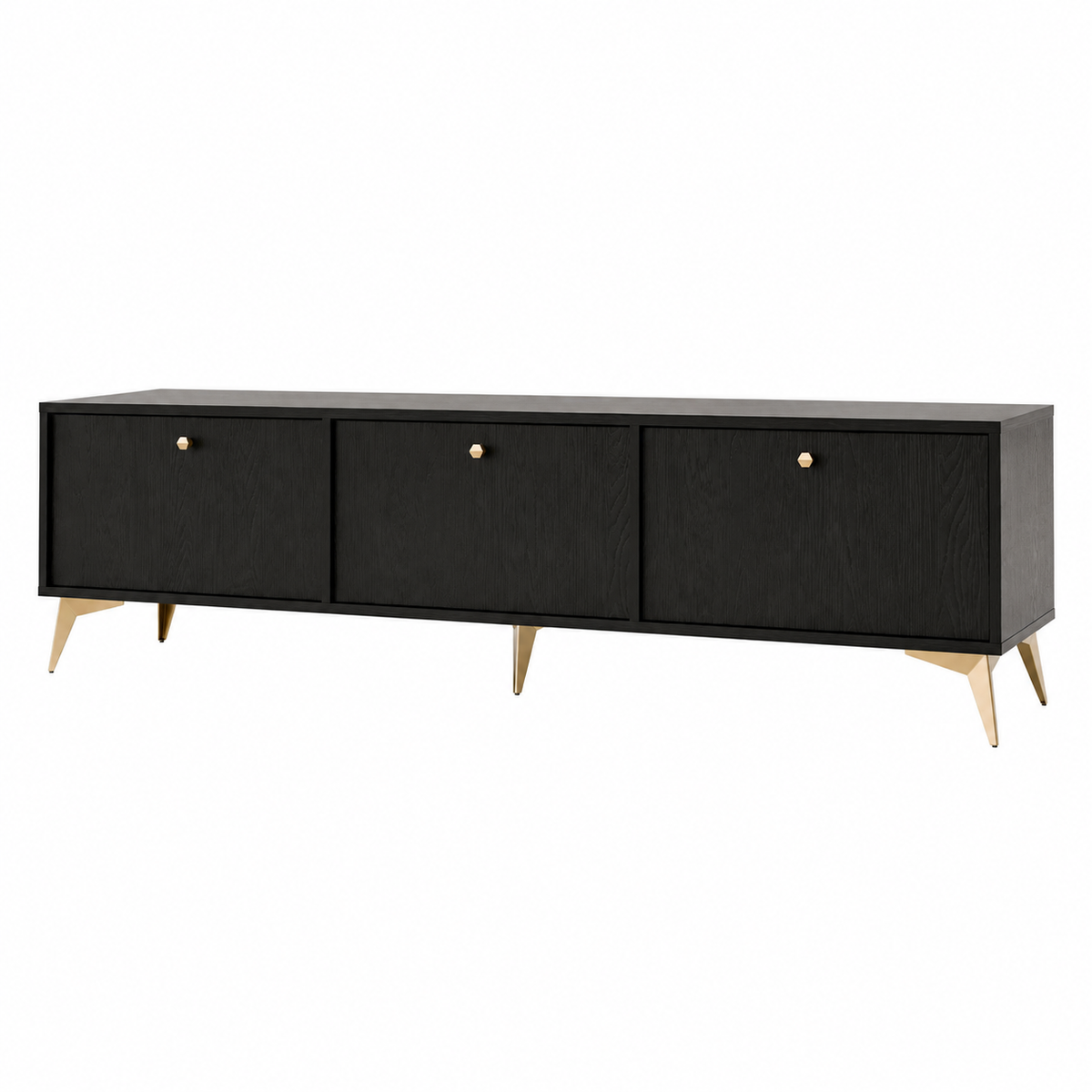 Meuble TV LUCCA 3 portes 180 cm – Noir graphite – studio nuveria