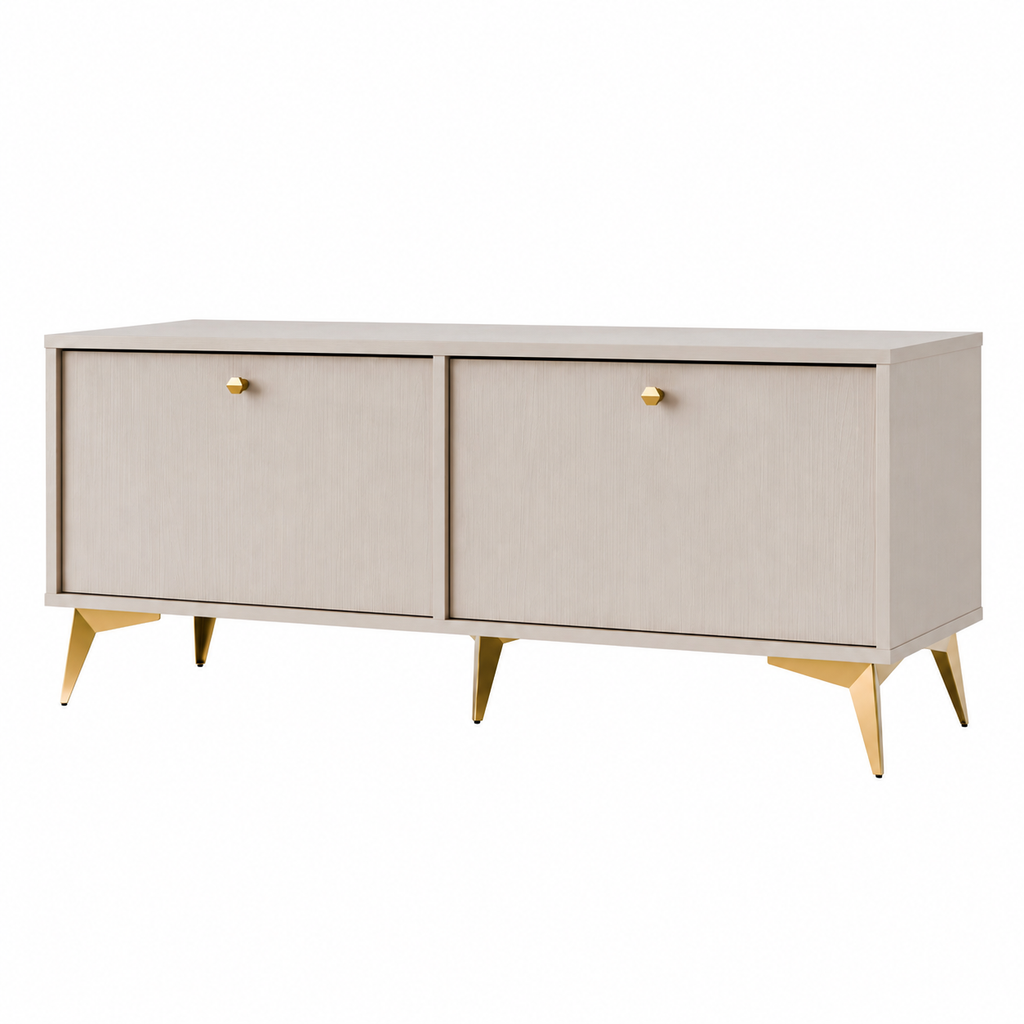 Meuble TV LUCCA 2 portes 120 cm – Beige sable – studio nuveria