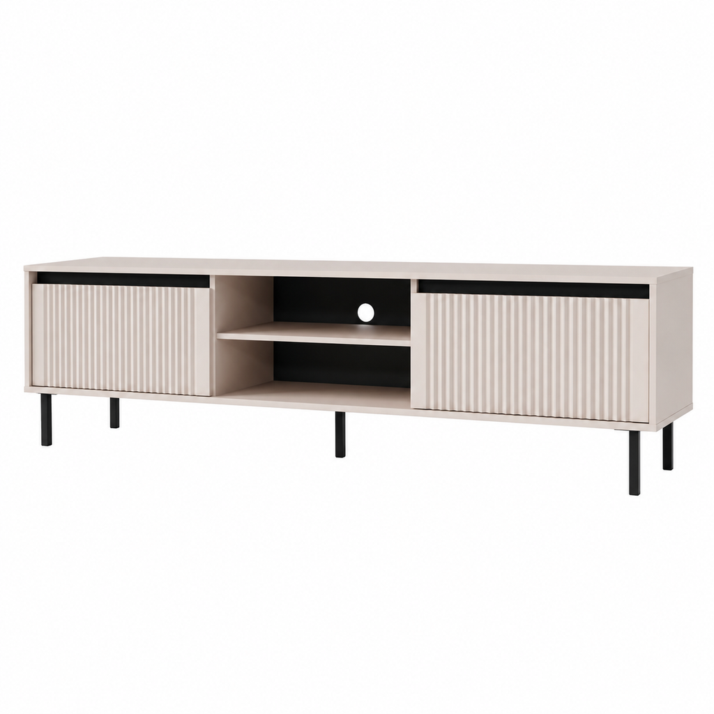 Meuble TV SIENA 2 tiroirs et niche 179 cm – Beige sable – studio nuveria
