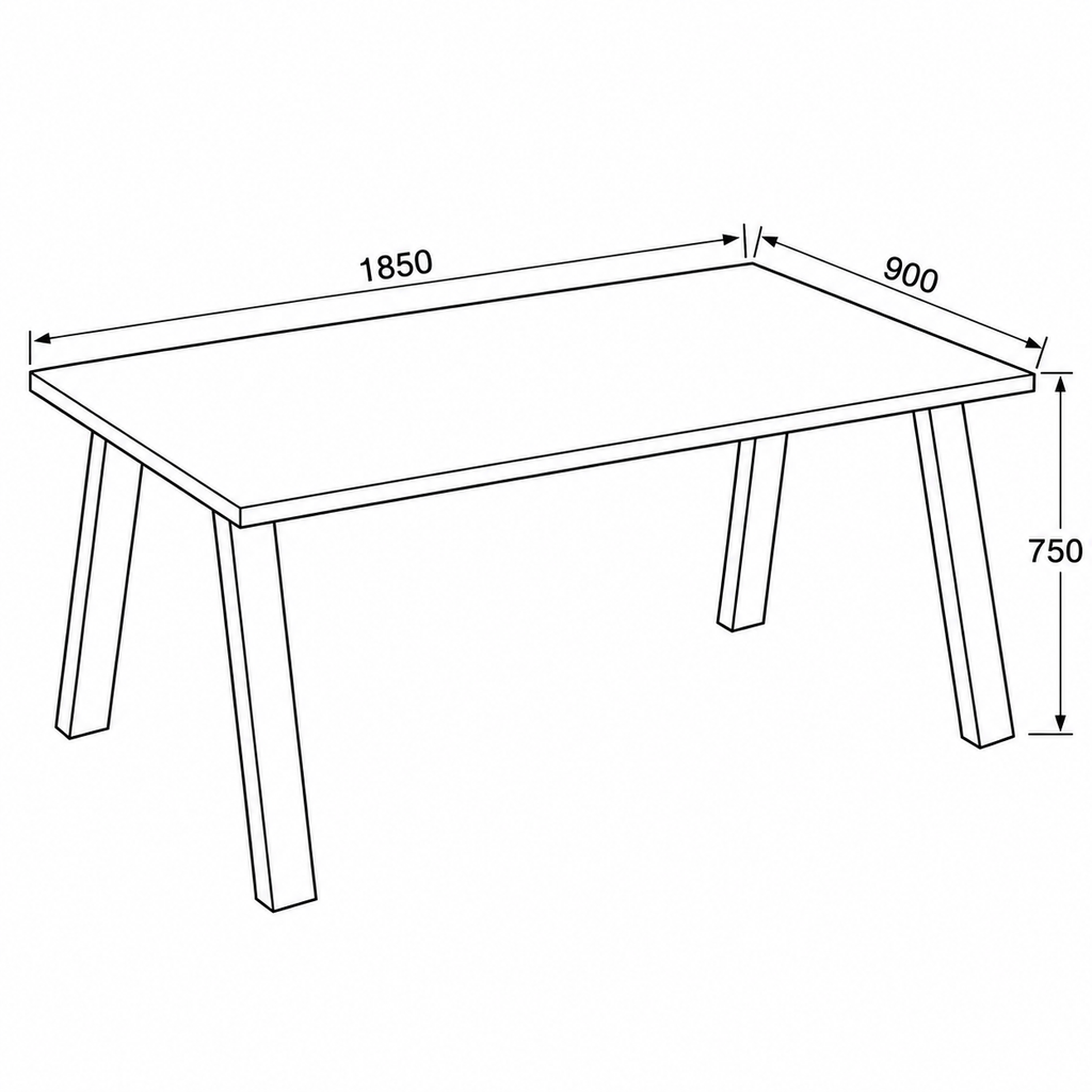 Dimensions Table à manger TORINO 185 × 90 cm