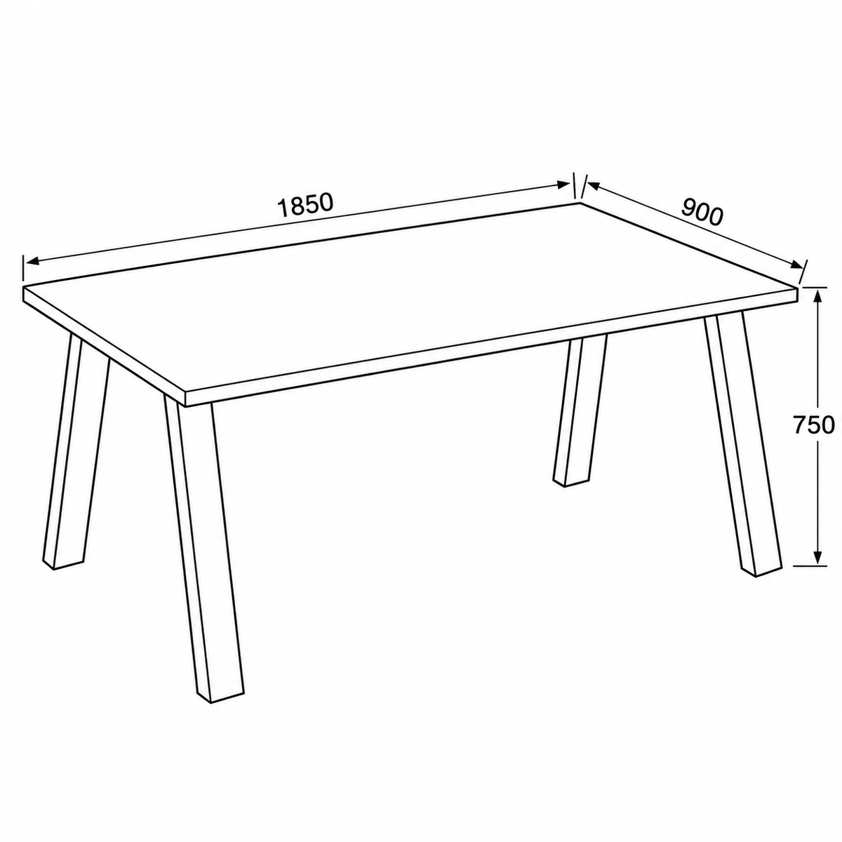 Dimensions Table à manger TORINO 185 × 90 cm