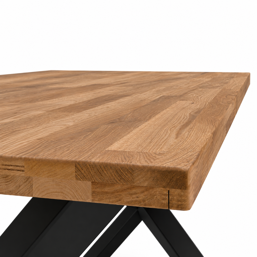 Table en chêne massif CORTINA bords droits 180 × 100 cm – studio nuveria