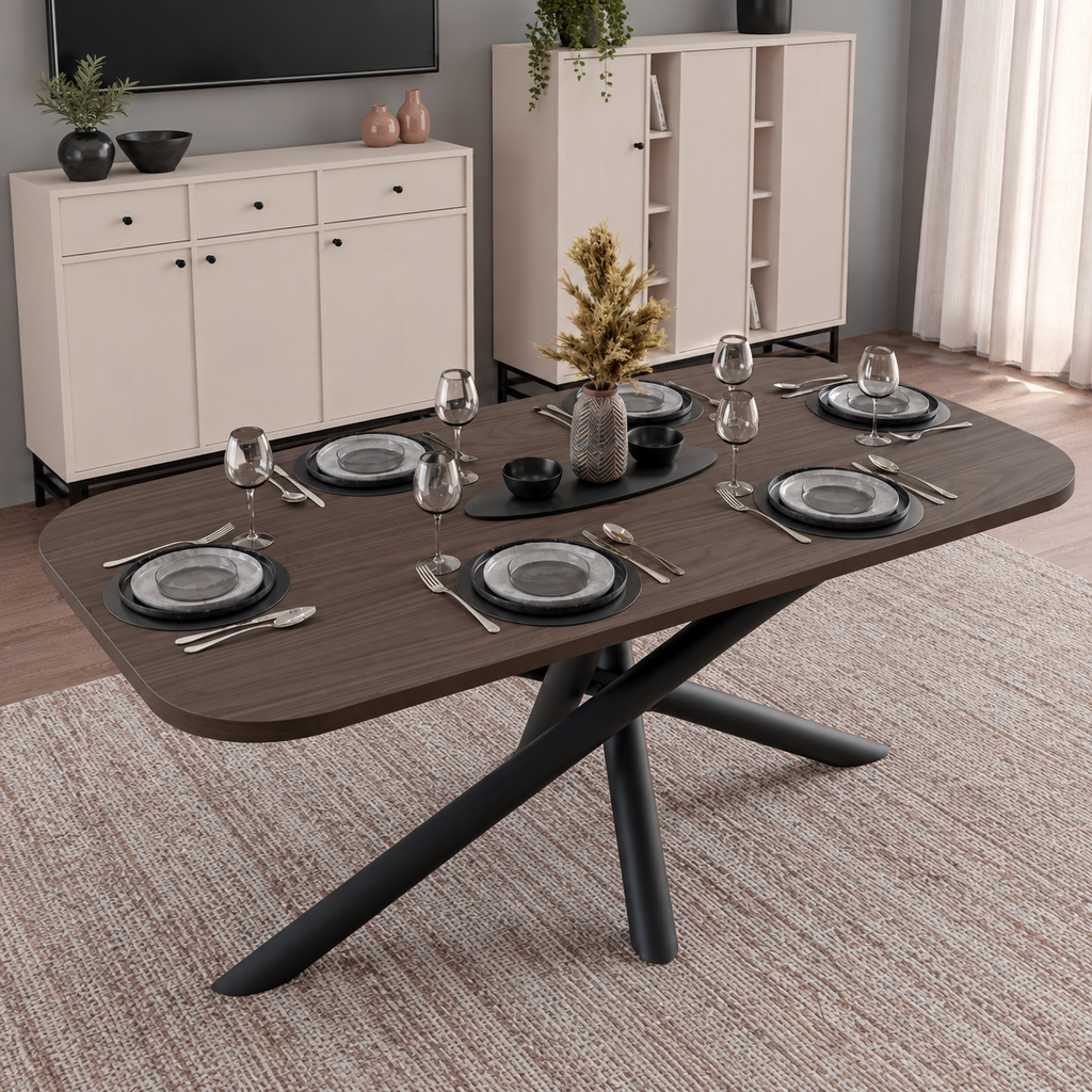 Table à manger AMALFI 185 × 90 cm – Noyer – studio nuveria
