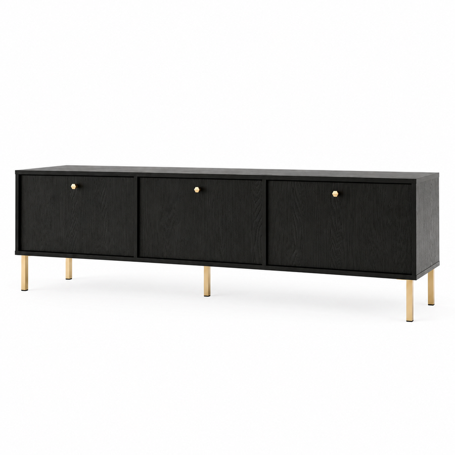 Meuble TV MODENA 3 portes 180 cm – Noir graphite – studio nuveria