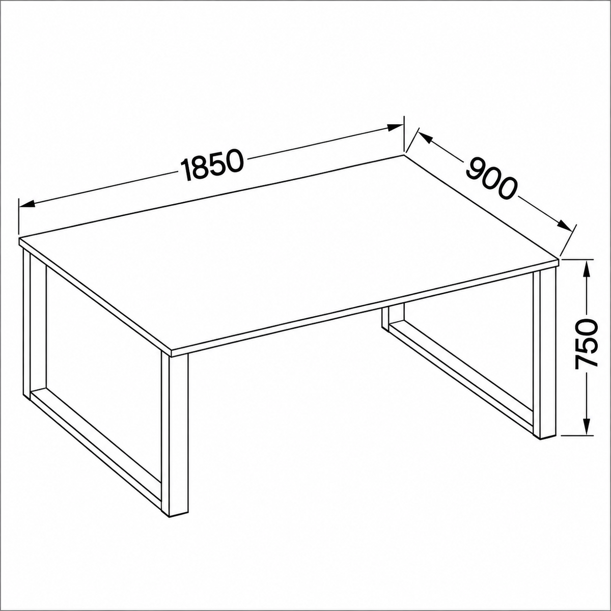 Dimensions Table à manger MONZA 185 × 90 cm
