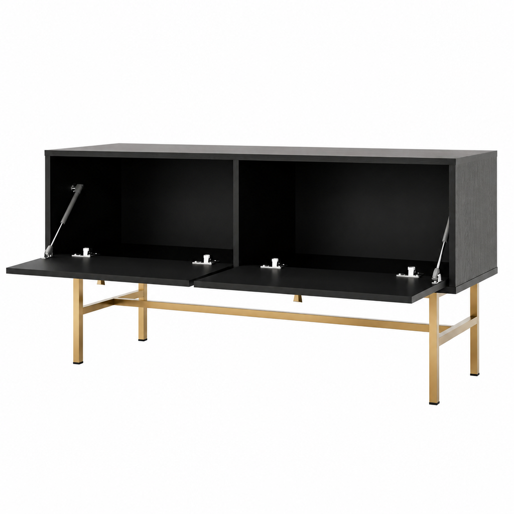 Meuble TV VERONA 2 portes 120 cm – Noir graphite – studio nuveria