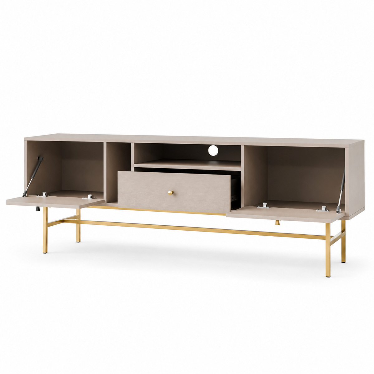 Meuble TV VERONA 2 portes 1 tiroir 180 cm – Beige sable – studio nuveria
