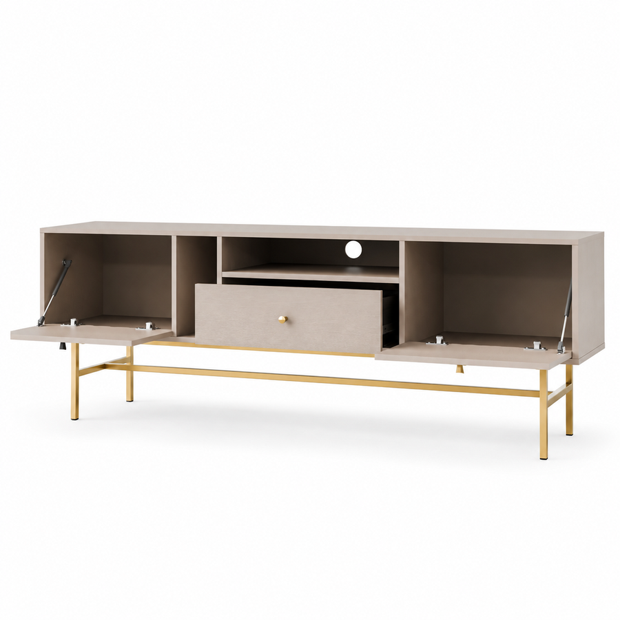 Meuble TV VERONA 2 portes 1 tiroir 180 cm – Beige sable – studio nuveria