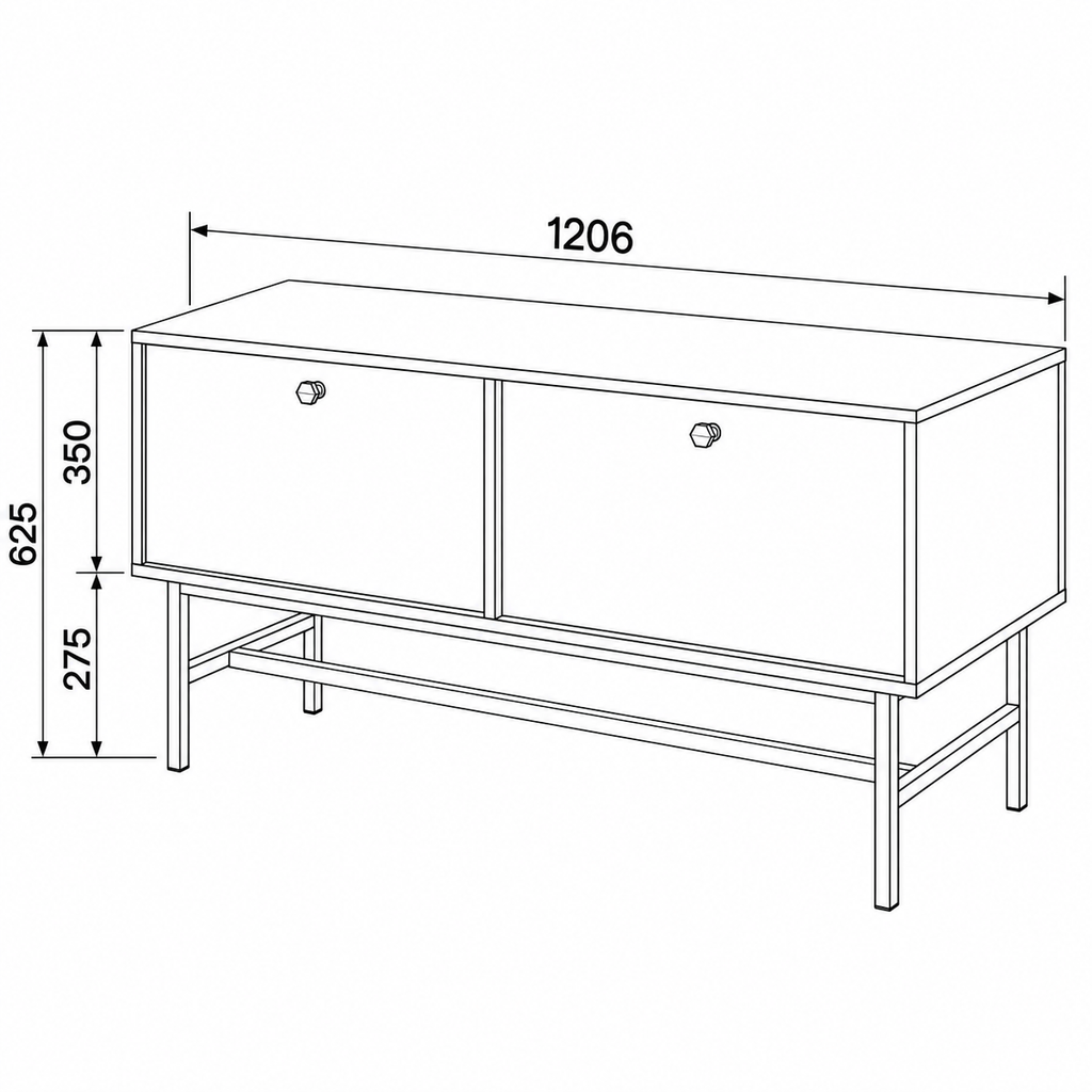 Dimensions Meuble TV VERONA 2 portes 120 cm
