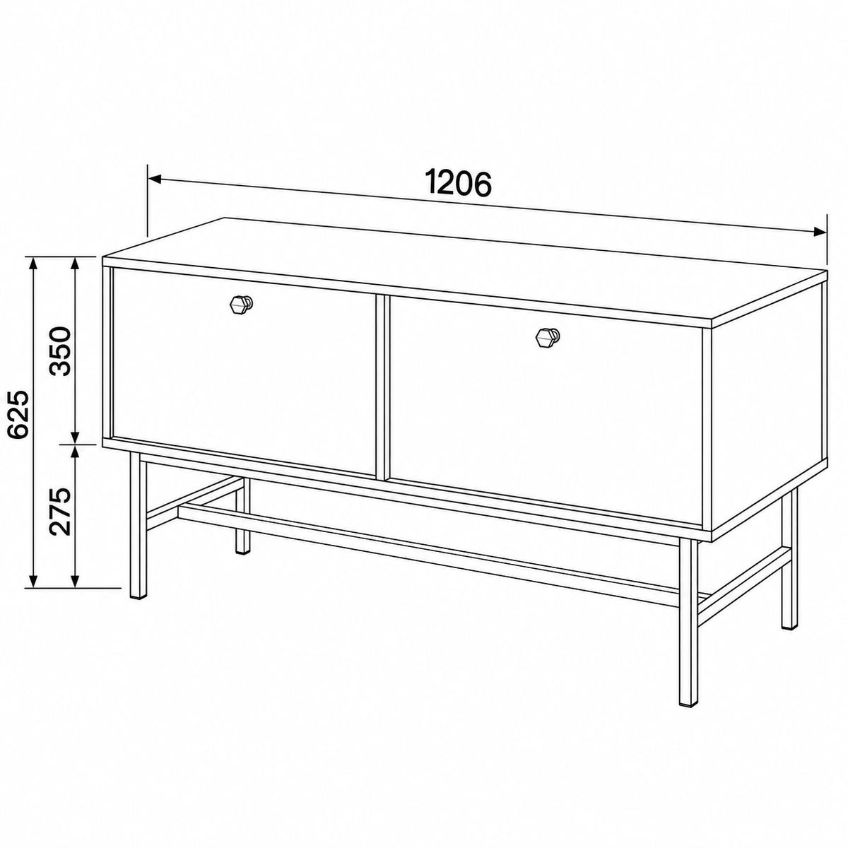 Dimensions Meuble TV VERONA 2 portes 120 cm