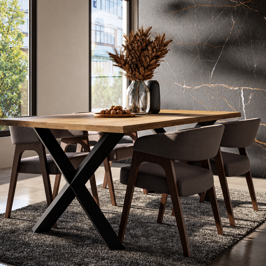 Table en chêne massif CORTINA bords organiques 180 × 100 cm – studio nuveria