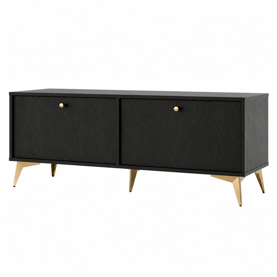 Meuble TV LUCCA 2 portes 120 cm – Noir graphite – studio nuveria