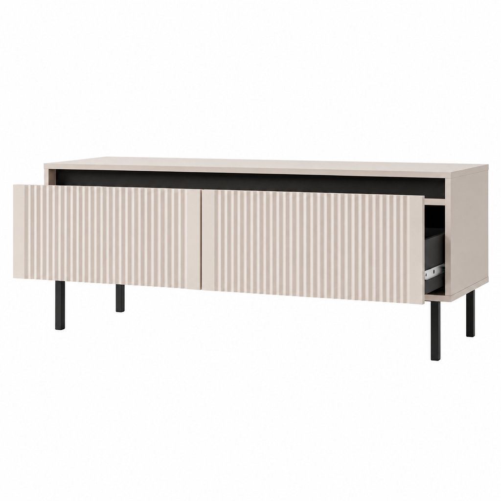 Meuble TV SIENA 2 tiroirs 140 cm – Beige sable – studio nuveria