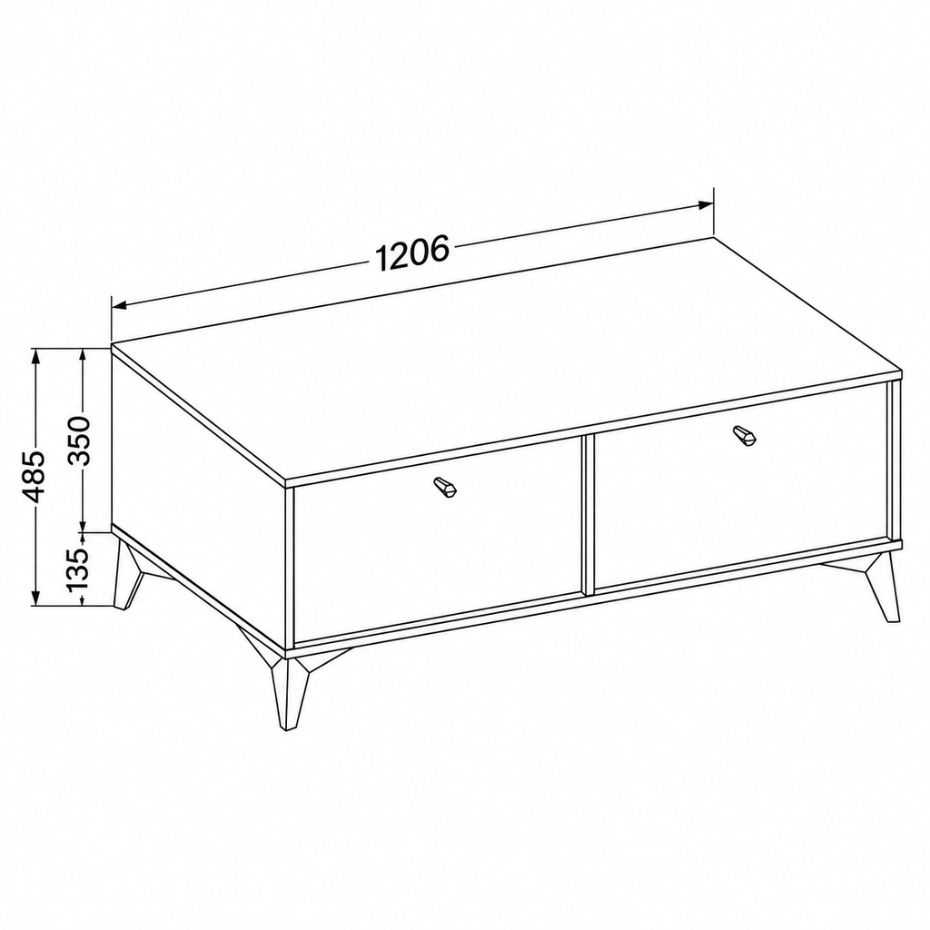 Dimensions Meuble TV LUCCA 2 portes 120 cm