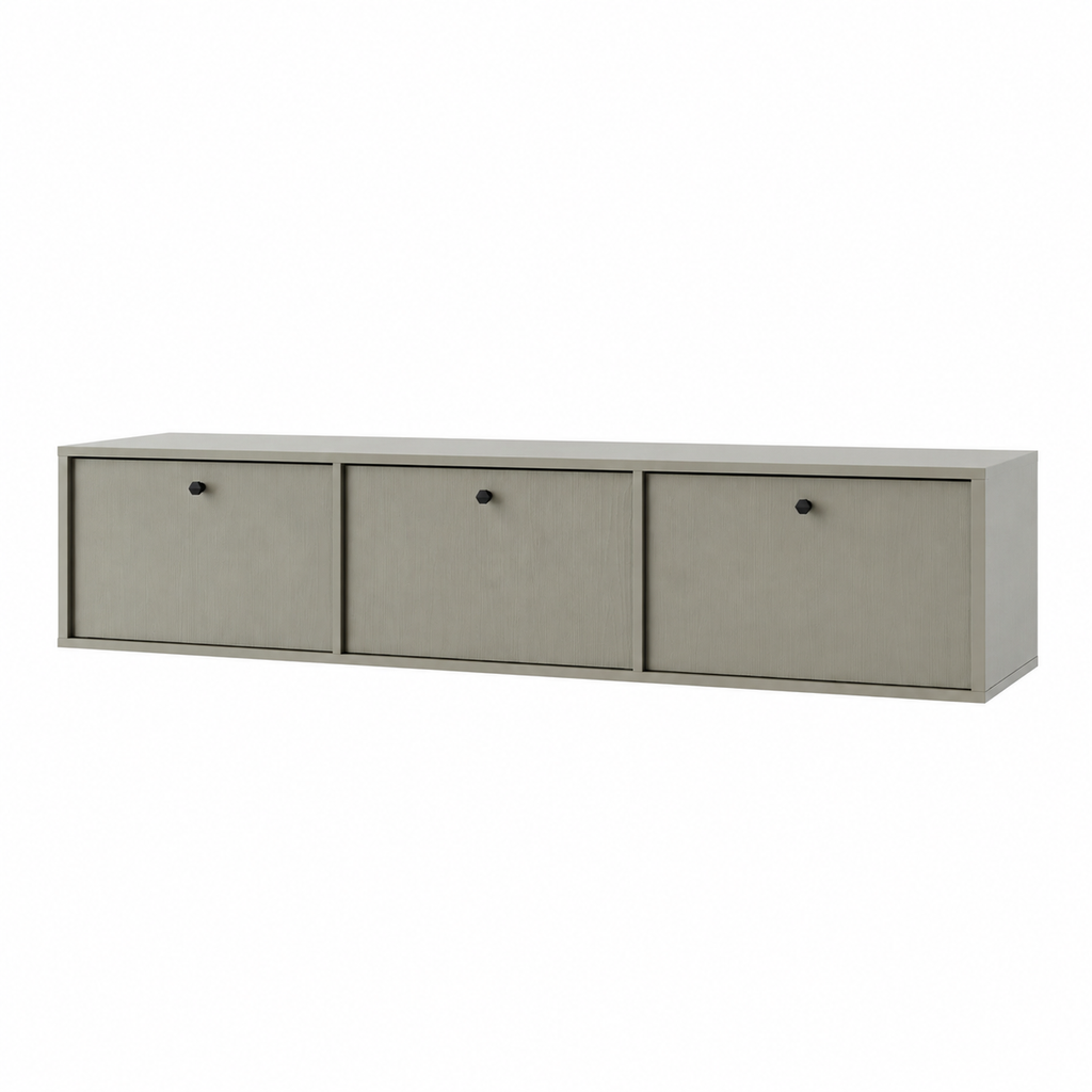 Meuble TV suspendu SORA 3 portes 180 cm – Vert eucalyptus – studio nuveria