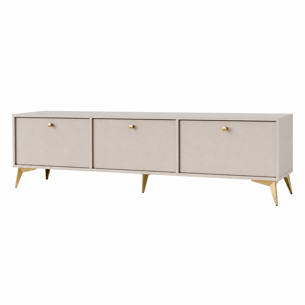 Meuble TV LUCCA 3 portes 180 cm – Beige sable – studio nuveria