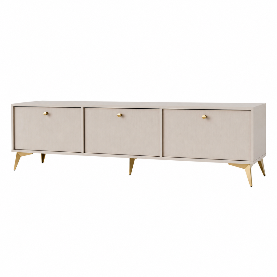 Meuble TV LUCCA 3 portes 180 cm – Beige sable – studio nuveria