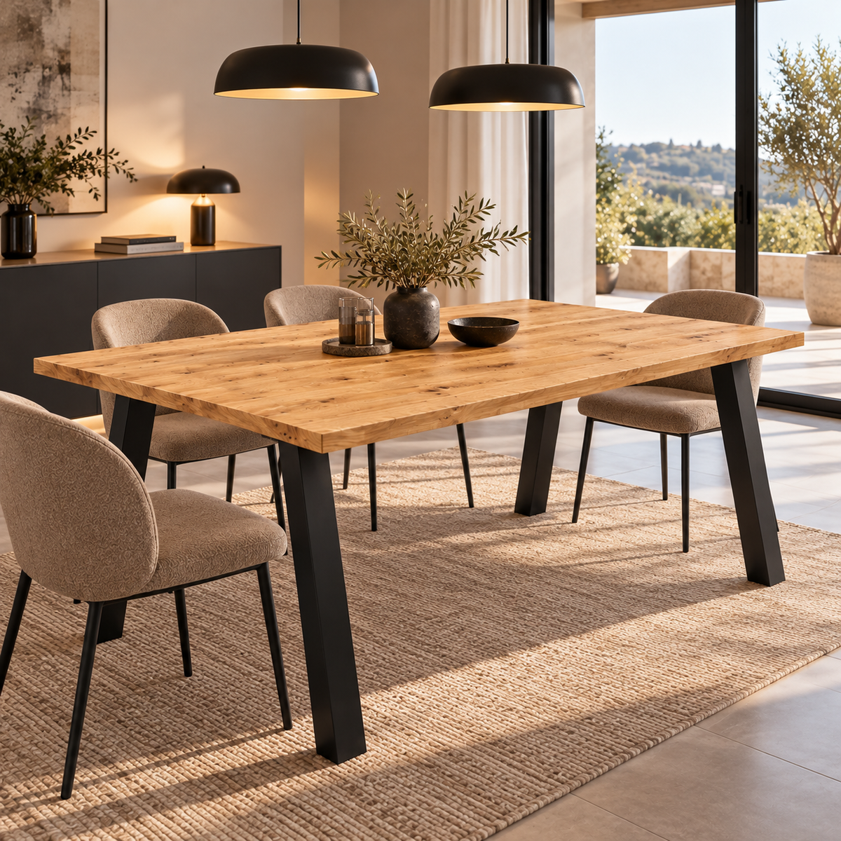 Table à manger TORINO 185 × 90 cm – Chêne artisan – studio nuveria
