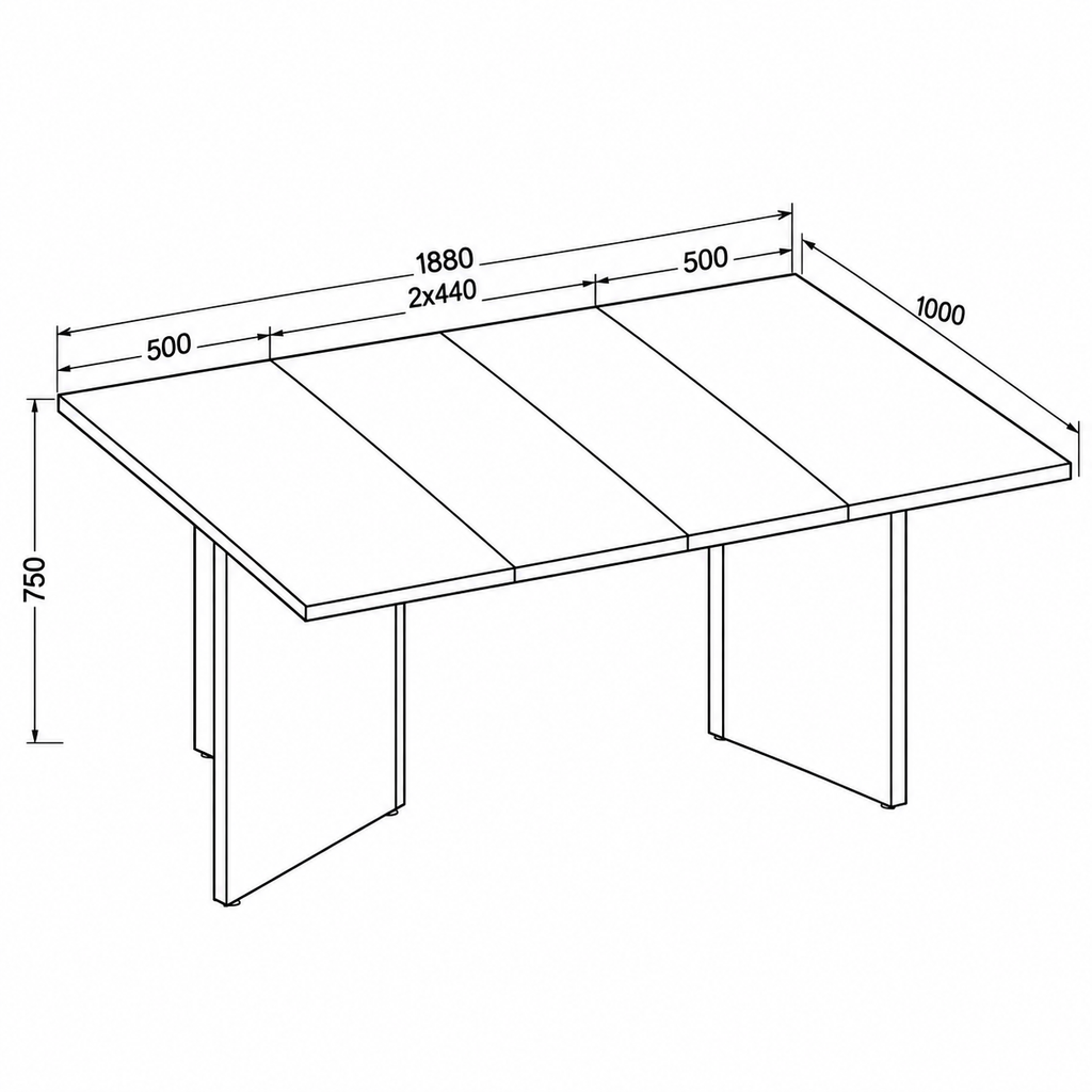 Dimensions Table extensible TREVI 100 à 188 cm