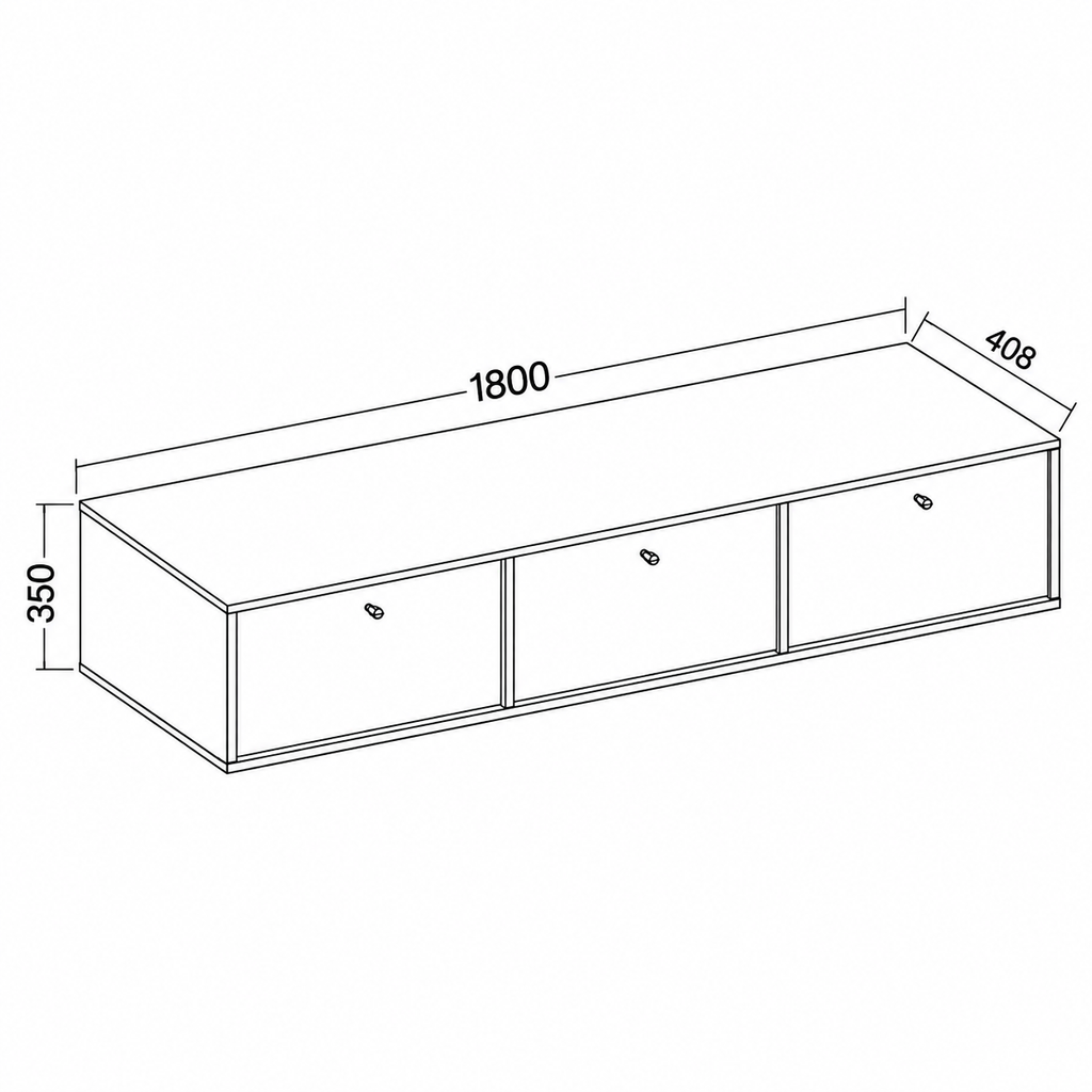 Dimensions Meuble TV suspendu SORA 3 portes 180 cm