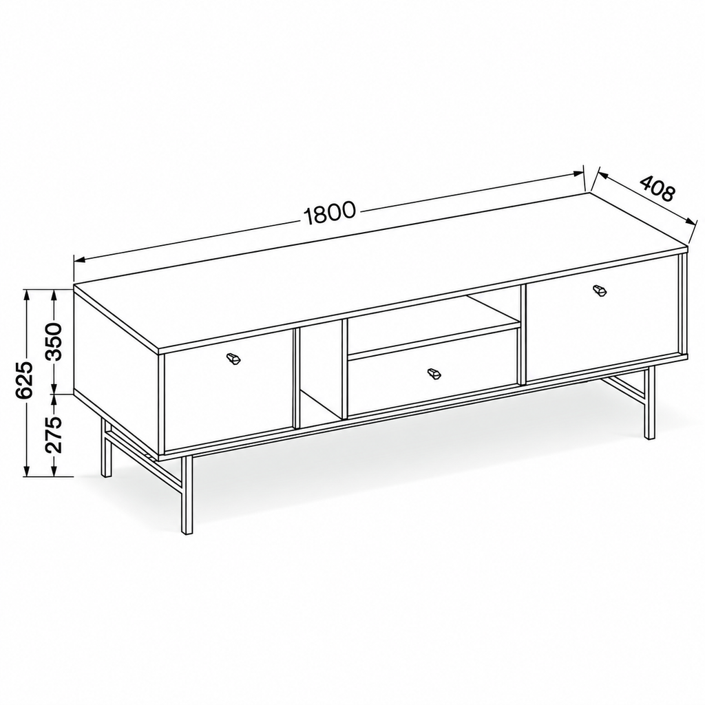 Dimensions Meuble TV VERONA 2 portes 1 tiroir 180 cm