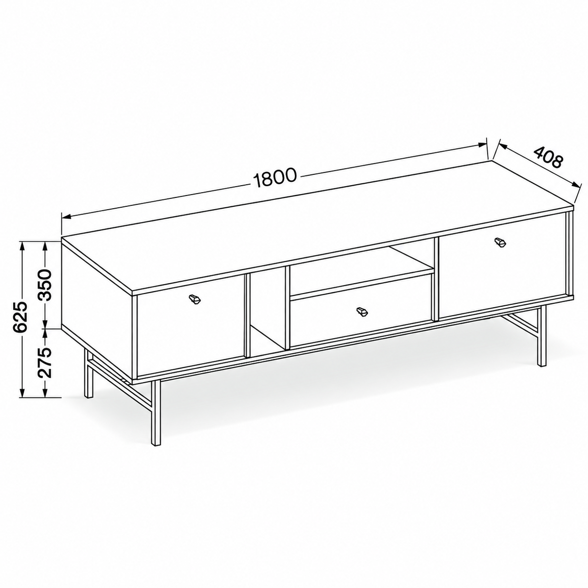 Dimensions Meuble TV VERONA 2 portes 1 tiroir 180 cm