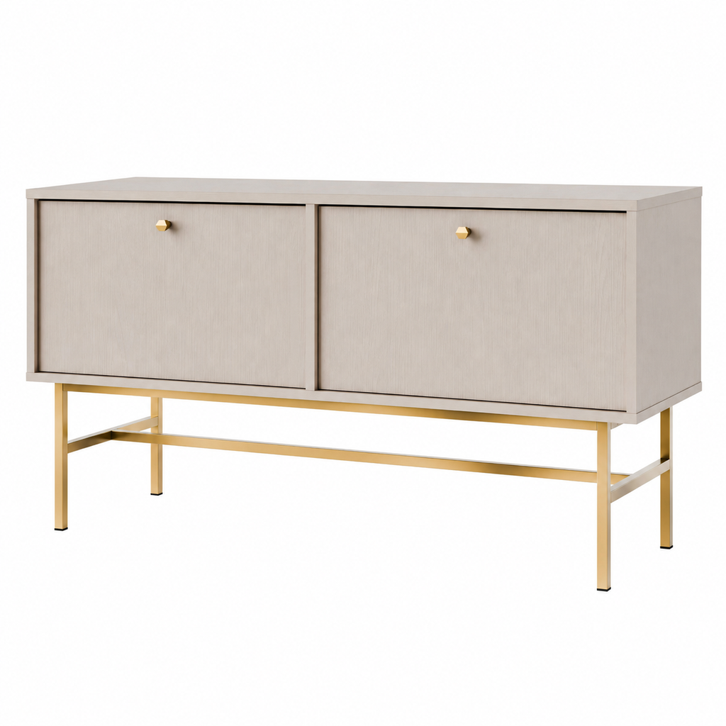 Meuble TV VERONA 2 portes 120 cm – Beige sable – studio nuveria