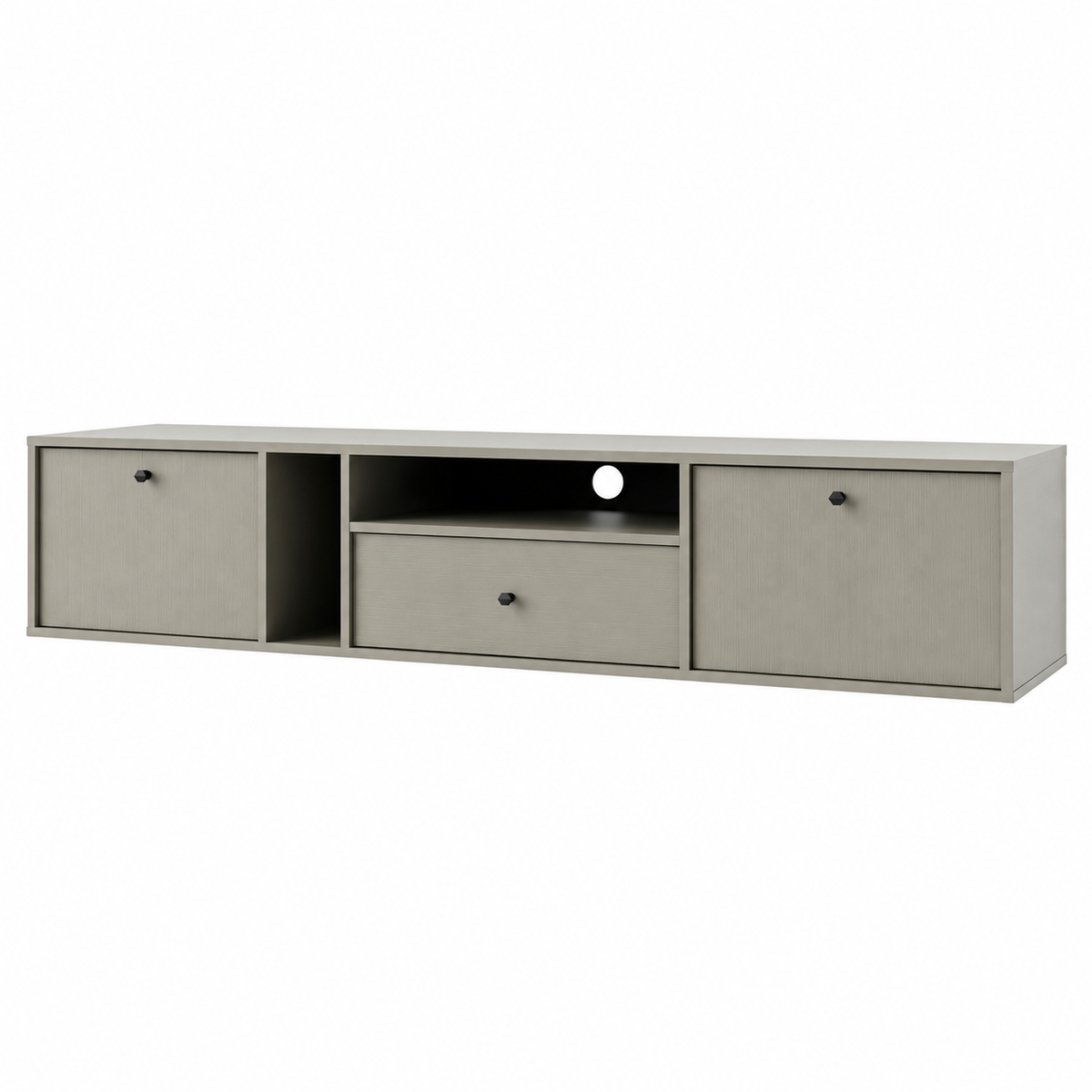 Meuble TV suspendu SORA 2 portes 1 tiroir 180 cm – Vert eucalyptus – studio nuveria
