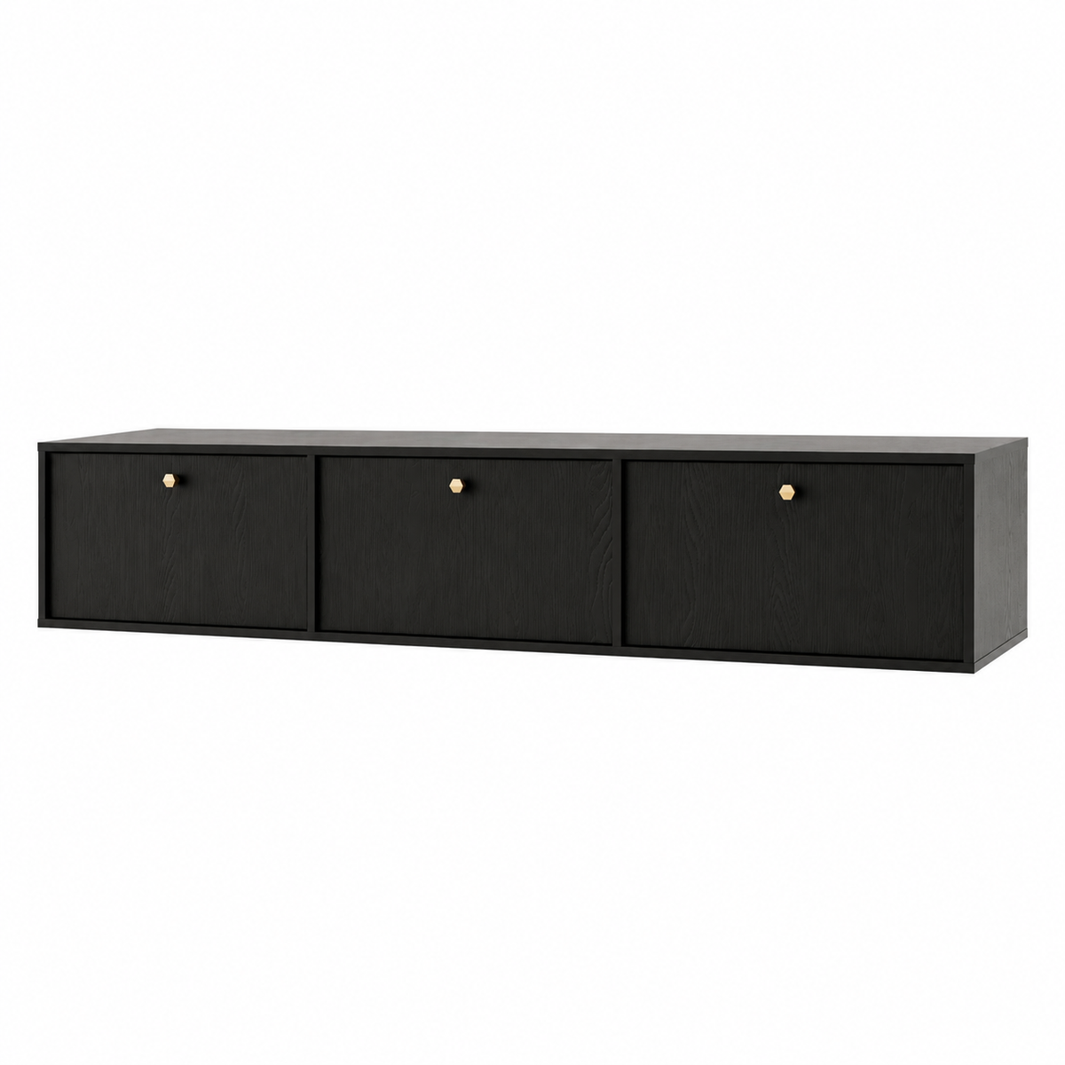 Meuble TV suspendu SORA 3 portes 180 cm – Noir graphite – studio nuveria