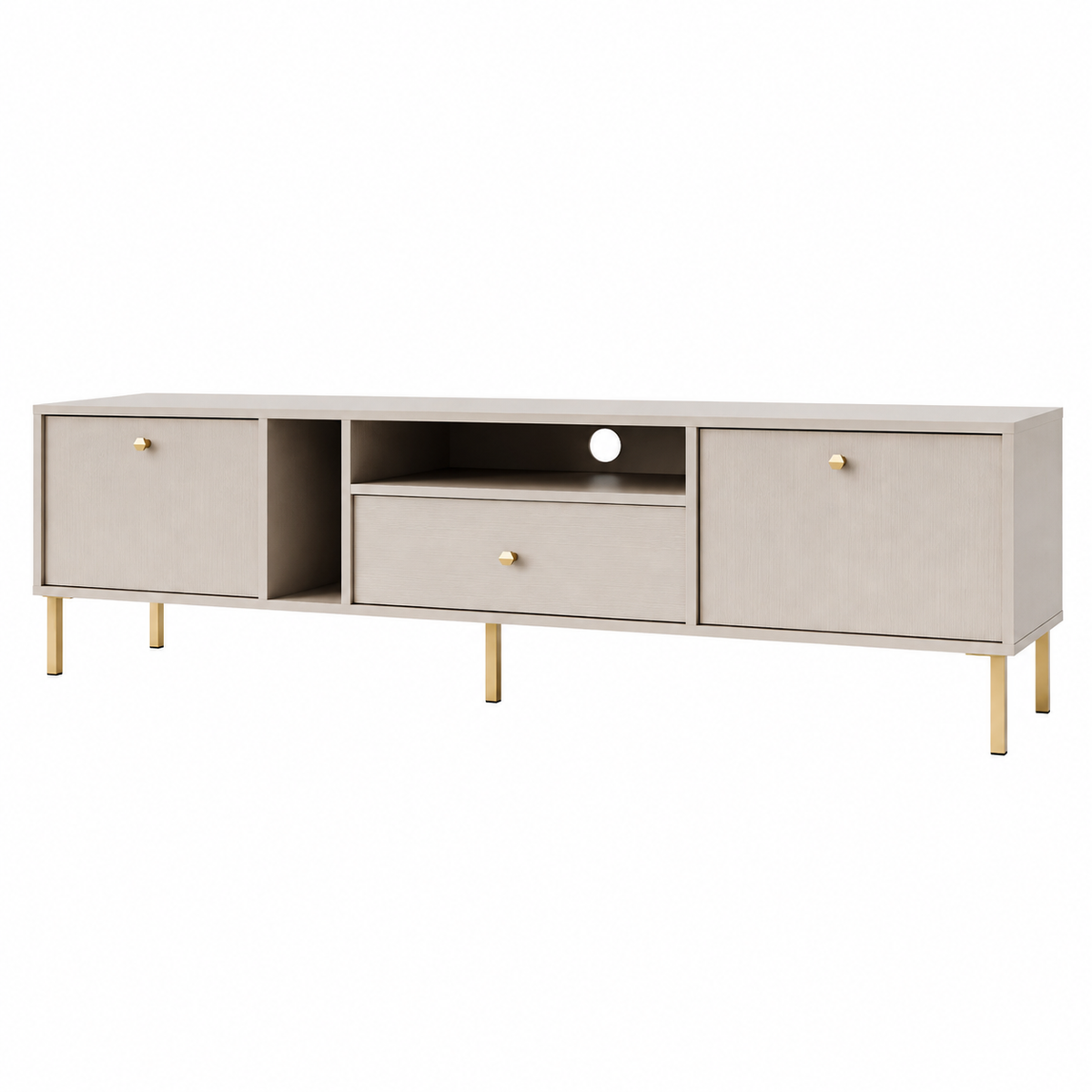 Meuble TV MODENA 2 portes 1 tiroir 180 cm – Beige sable – studio nuveria