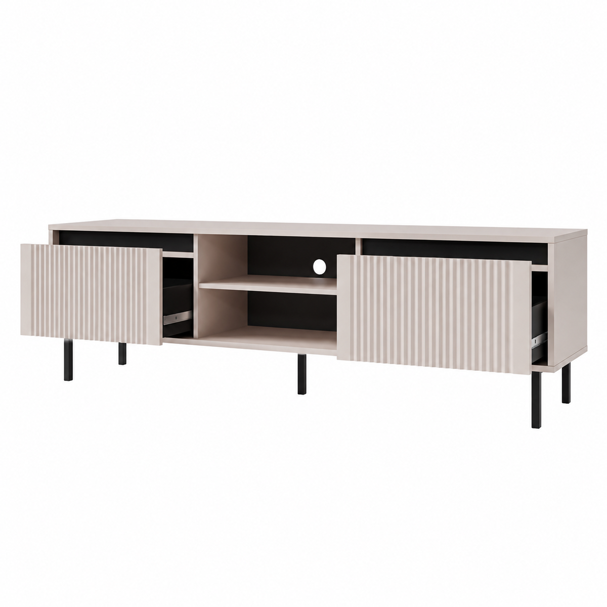 Meuble TV SIENA 2 tiroirs et niche 179 cm – Beige sable – studio nuveria