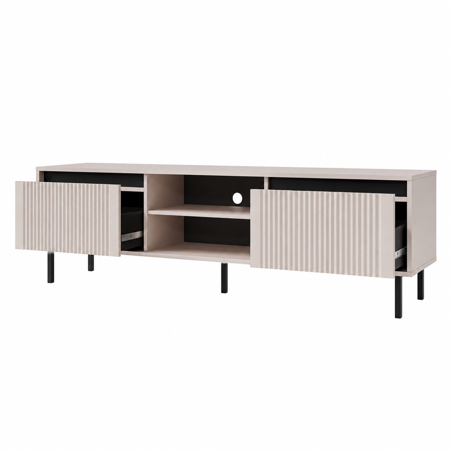Meuble TV SIENA 2 tiroirs et niche 179 cm – Beige sable – studio nuveria